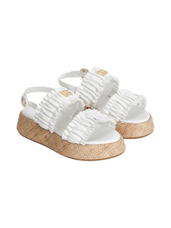 shirred-effect logo-plaque sandals