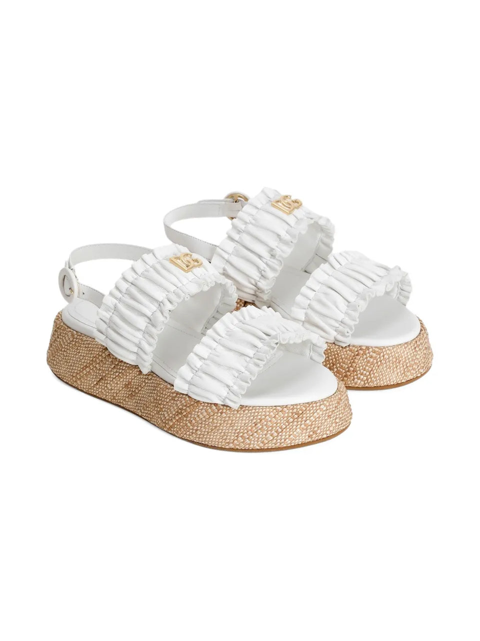 shirred-effect logo-plaque sandals