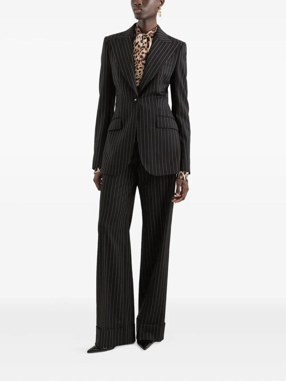 striped single-breasted jacket