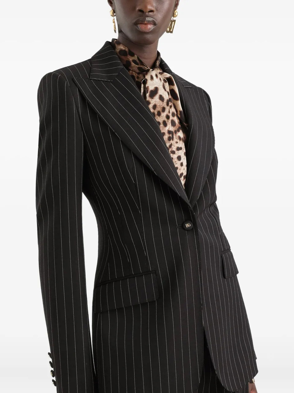 striped single-breasted jacket