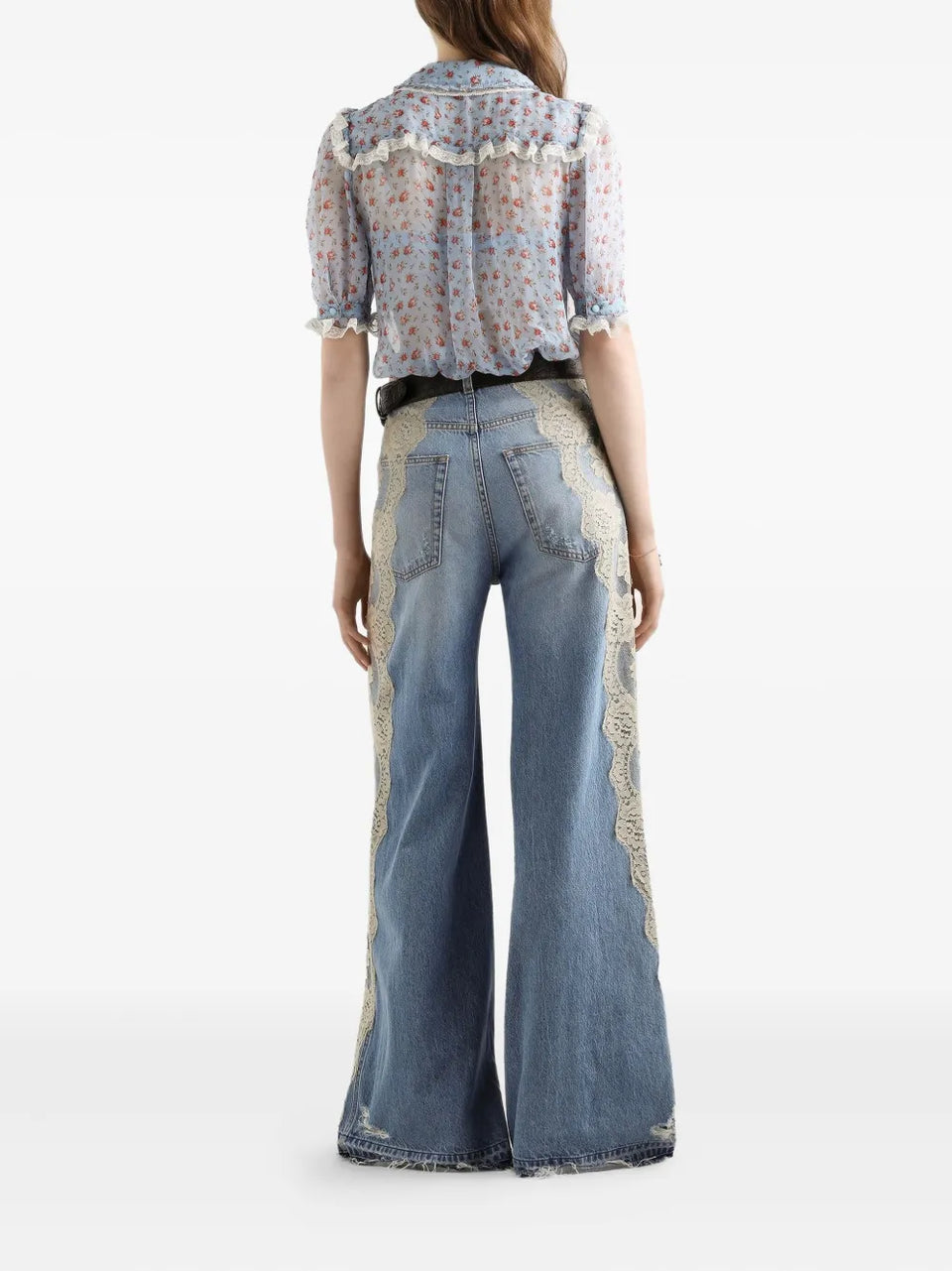 lace-panelled jeans