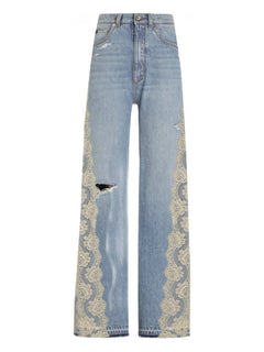 lace-panelled jeans
