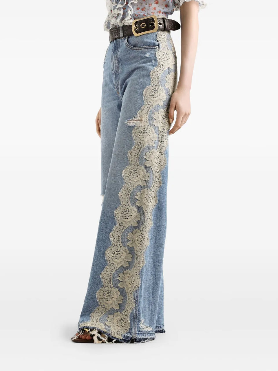 lace-panelled jeans