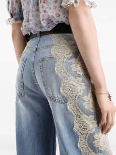 lace-panelled jeans