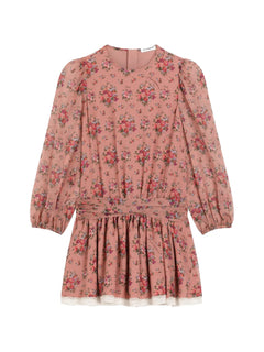 floral-pattern long-sleeved dress