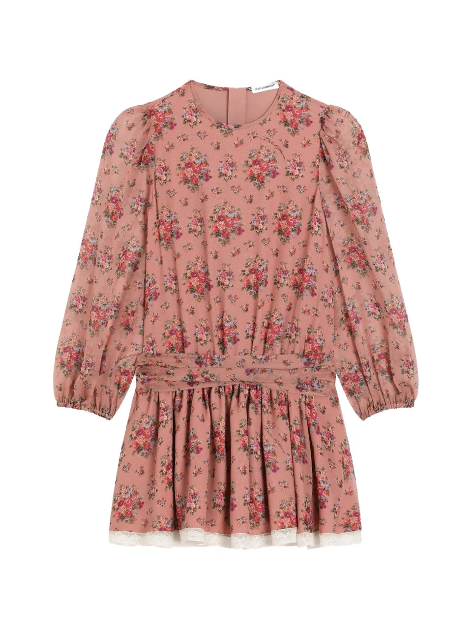 floral-pattern long-sleeved dress