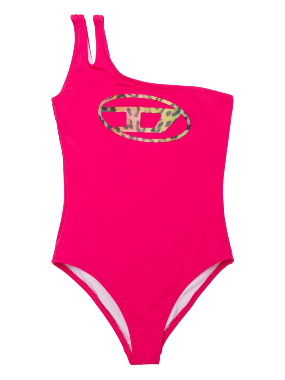 one-shoulder logo-print swimsuit