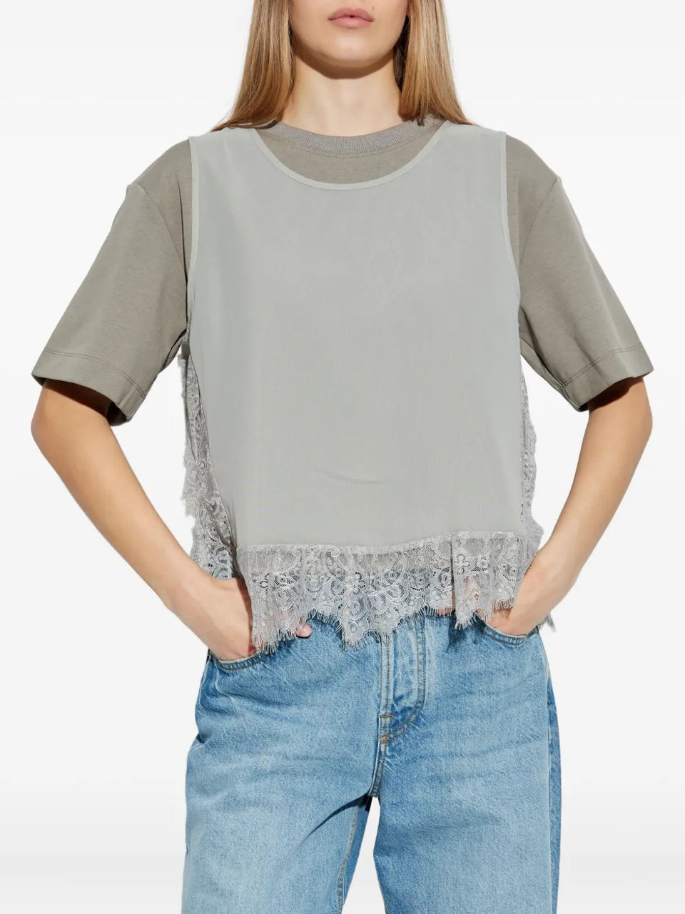 lace-trim T-Shirt
