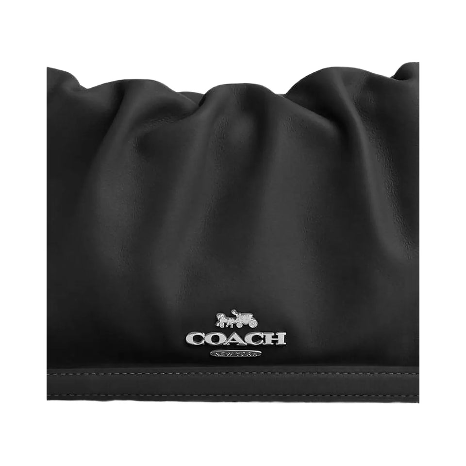 Coach Faye Shoulder Bag With Ruching Smooth Leather-Silver-Black