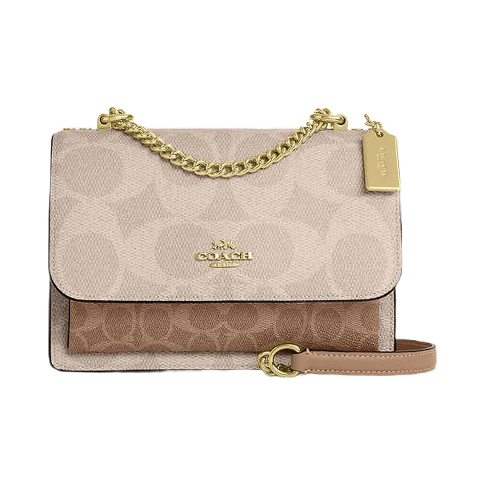 Coach Klare Crossbody Bag In Blocked Signature Canvas Signature Canvas-Gold-Sand-Tan