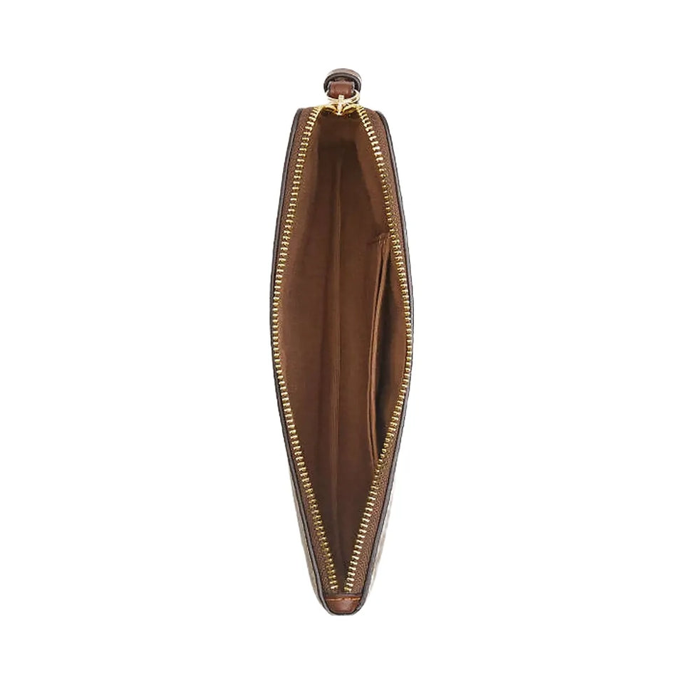 Coach Large Corner Zip Wristlet In Signature Canvas Signature Canvas-Gold-Tan-Brown