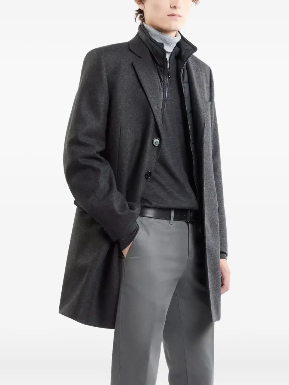 button zip wool coat