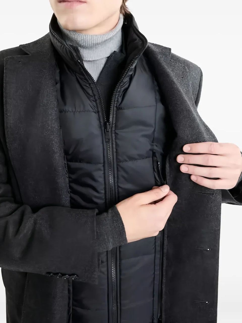 button zip wool coat