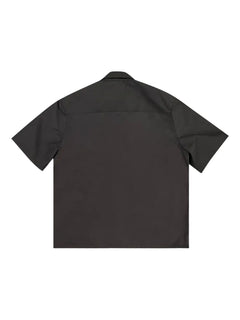 zip-up leather-pockets shirt