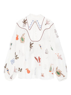 Mina collar graphic blouse
