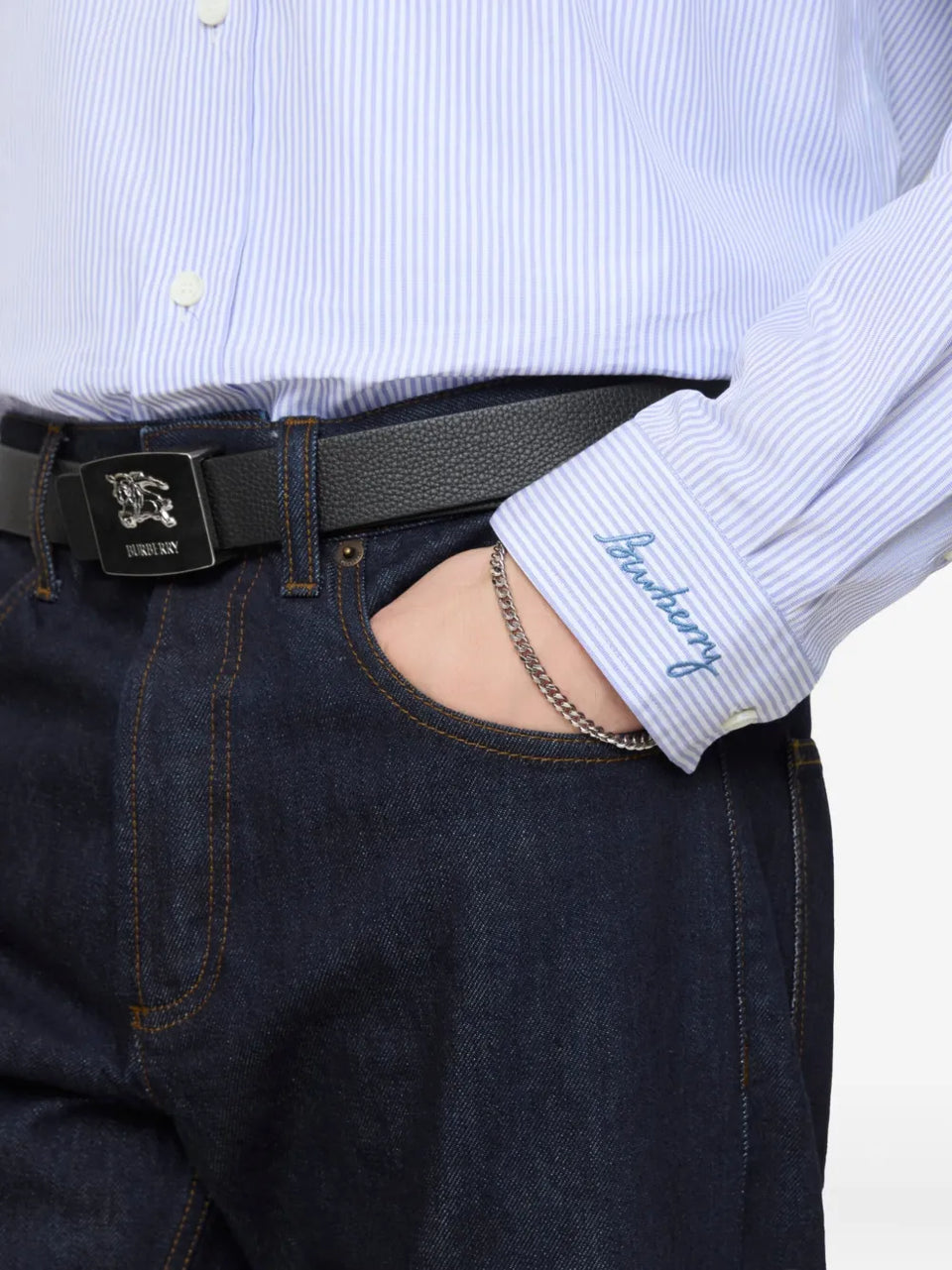 striped logo-embroidered shirt