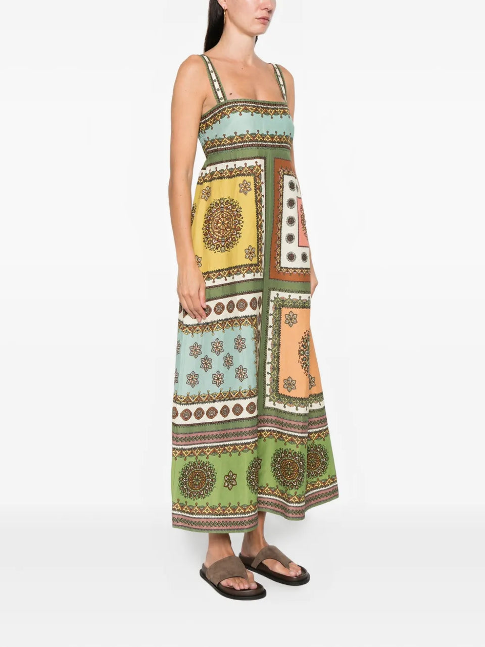 Contina square-neck midi dress