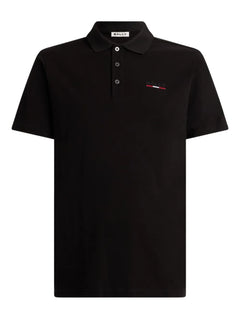 logo-embroidered ribbon-detail polo shirt