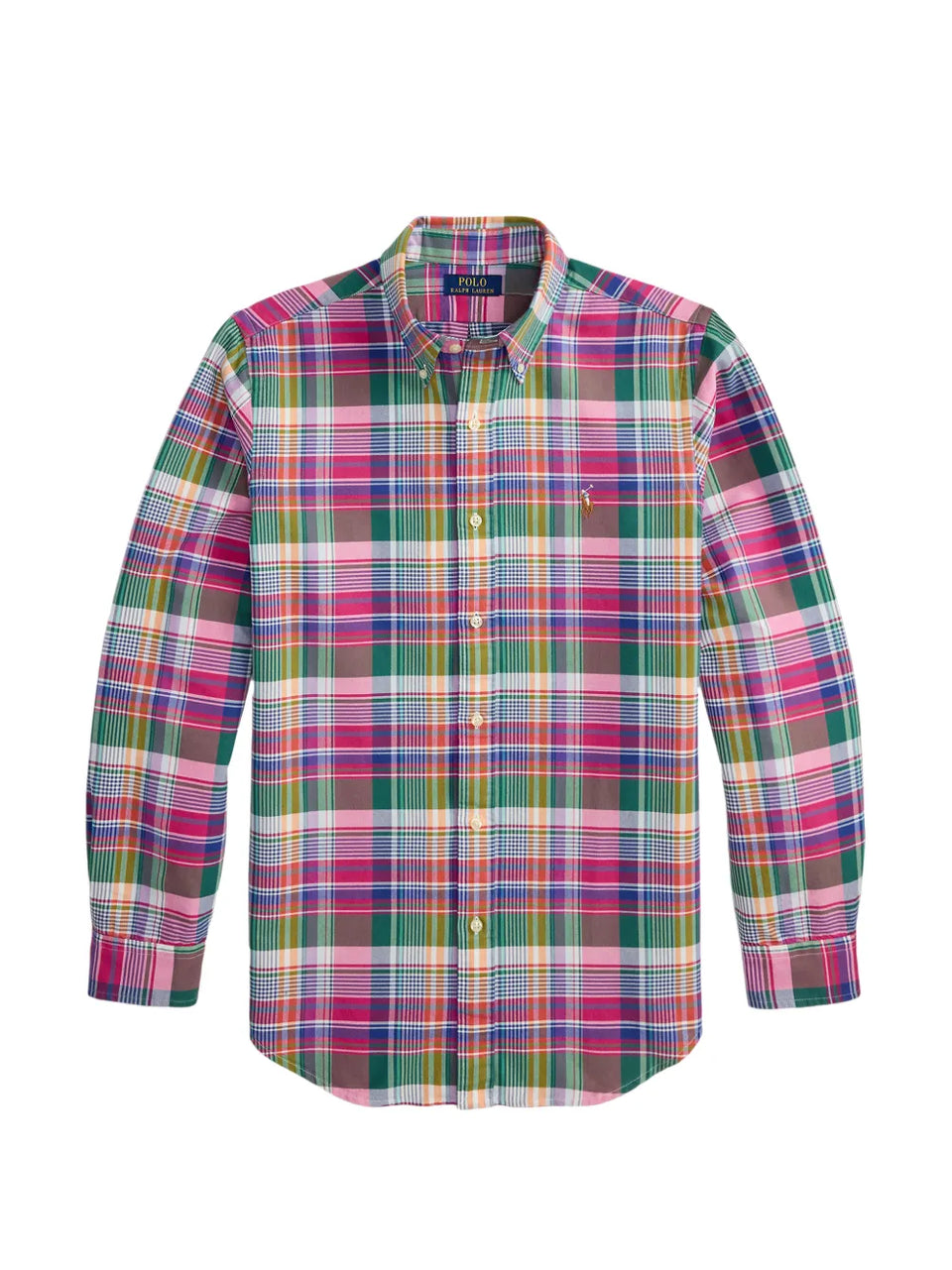 plaid-pattern embroidered-logo shirt