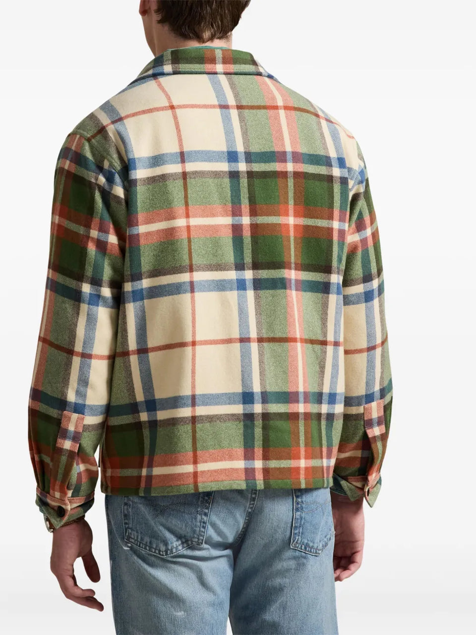 plaid-pattern buttoned overshirt