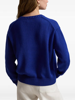intarsia-knit embroidered polo bear crewneck sweater