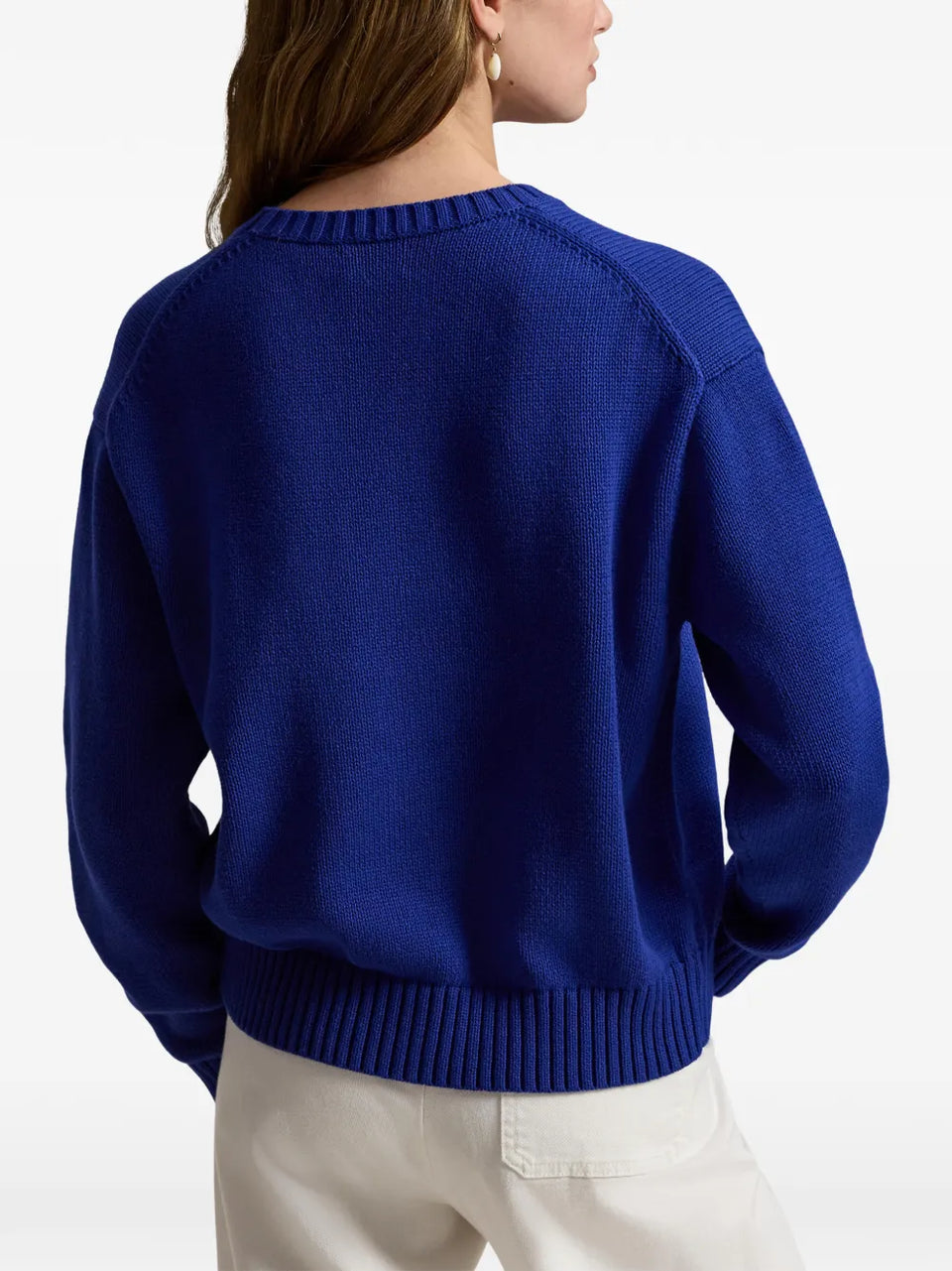 intarsia-knit embroidered polo bear crewneck sweater