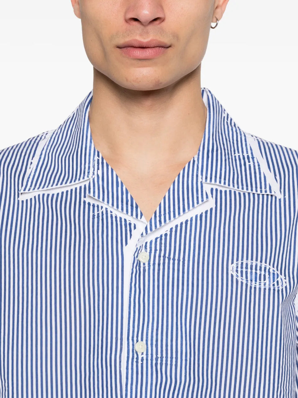 striped revere collar shirt