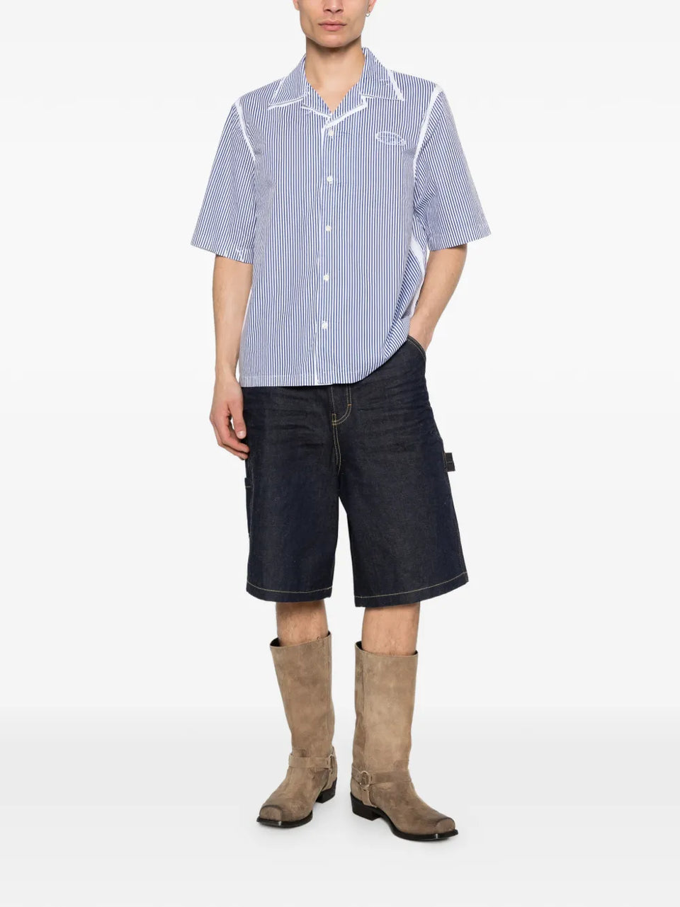 striped revere collar shirt
