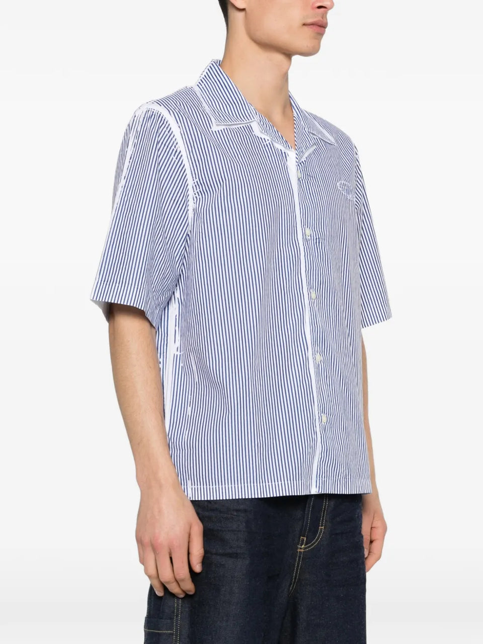 striped revere collar shirt