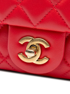 2019 Mini Square Classic Lambskin Pearl Crush Single Flap crossbody bag