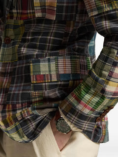 plaid patchwork blazer
