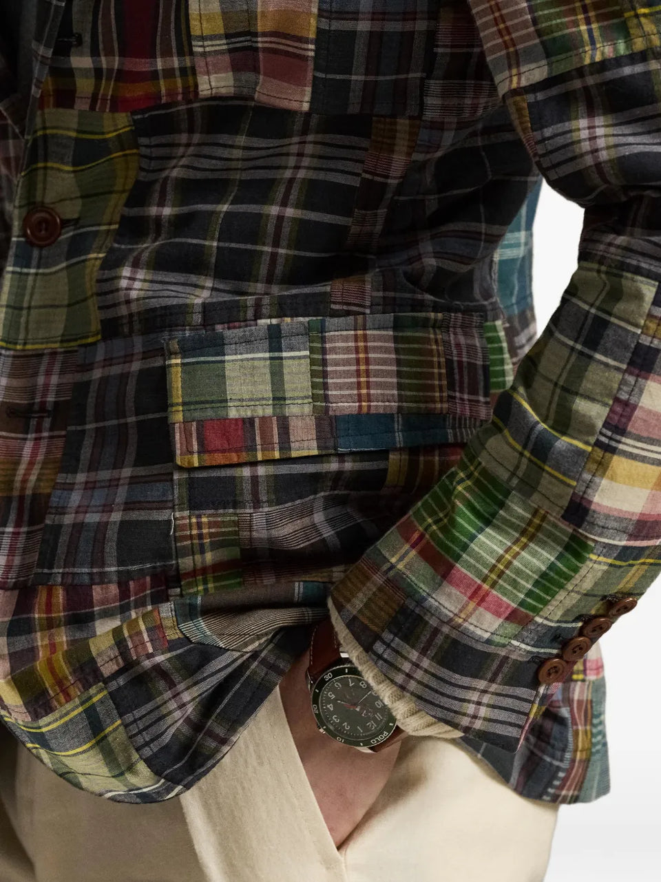 plaid patchwork blazer
