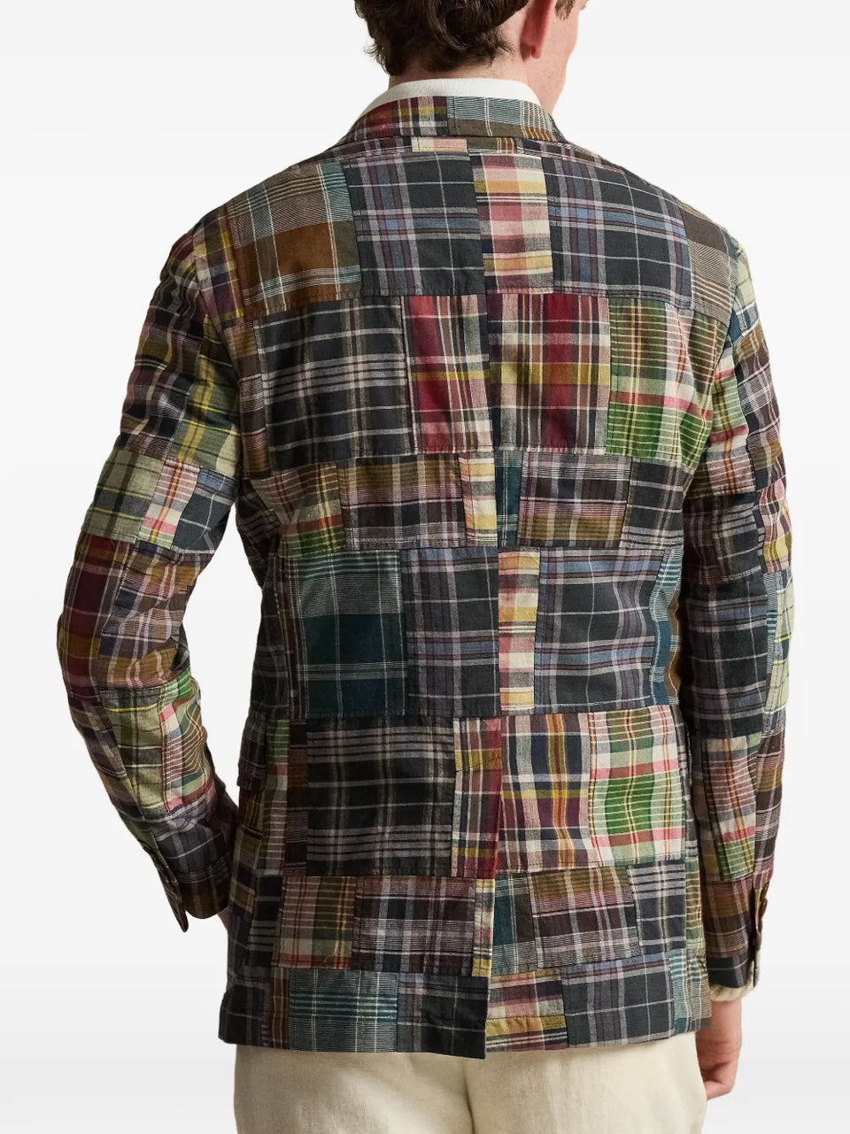 plaid patchwork blazer