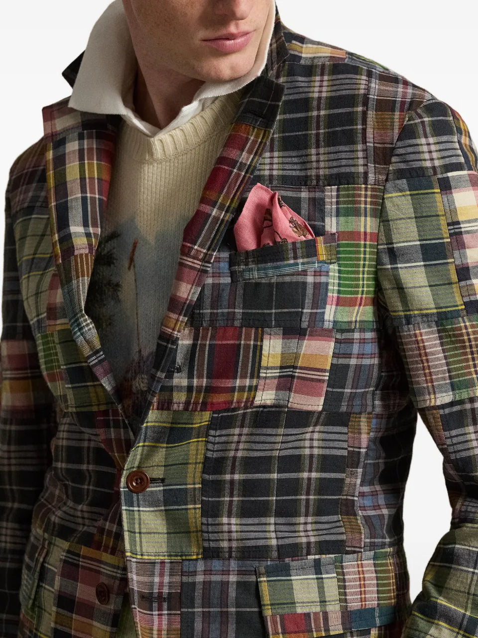 plaid patchwork blazer