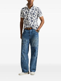 tropical-print polo shirt