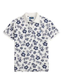 tropical-print polo shirt