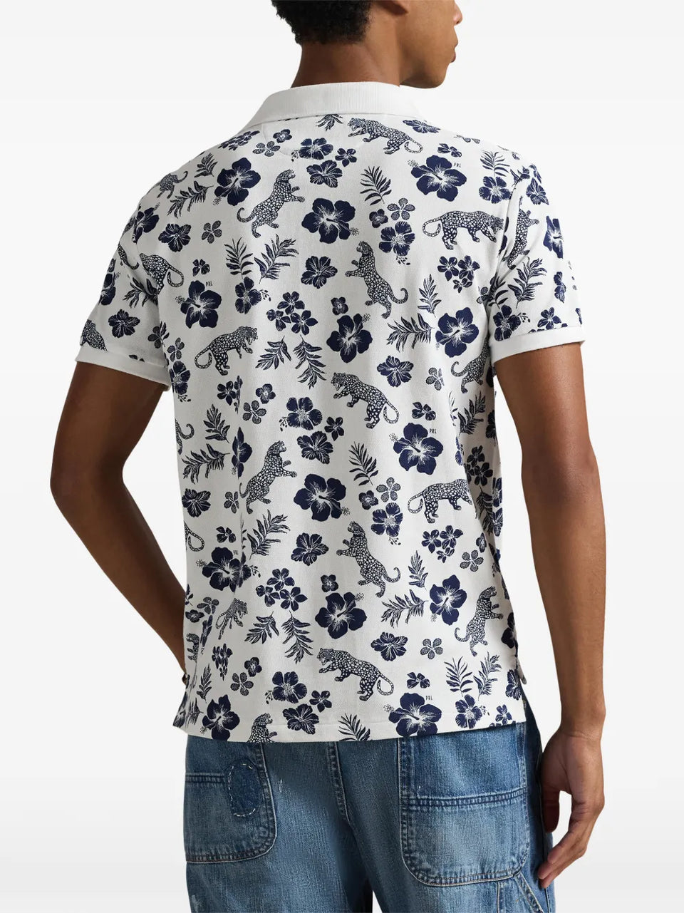 tropical-print polo shirt
