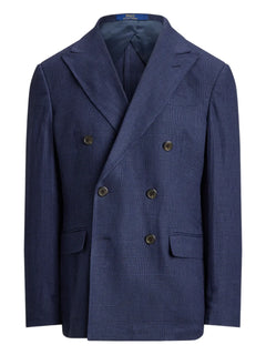 Glen plaid double-breasted blazer