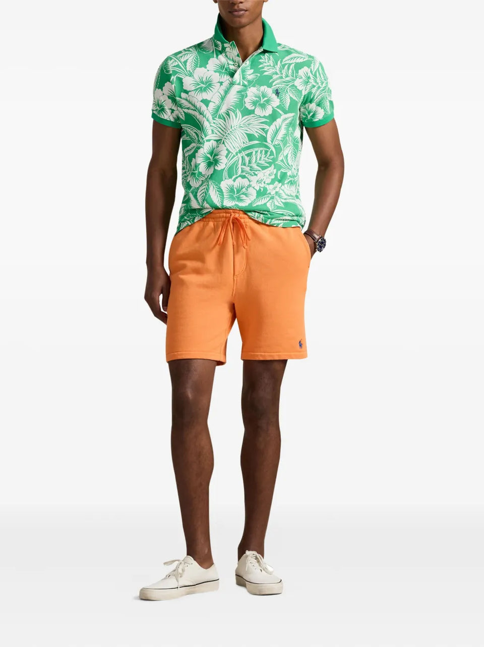 tropical-print polo shirt