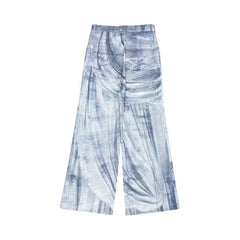 Balmain Statue Printed Loose Denim Pants Blue/Gris