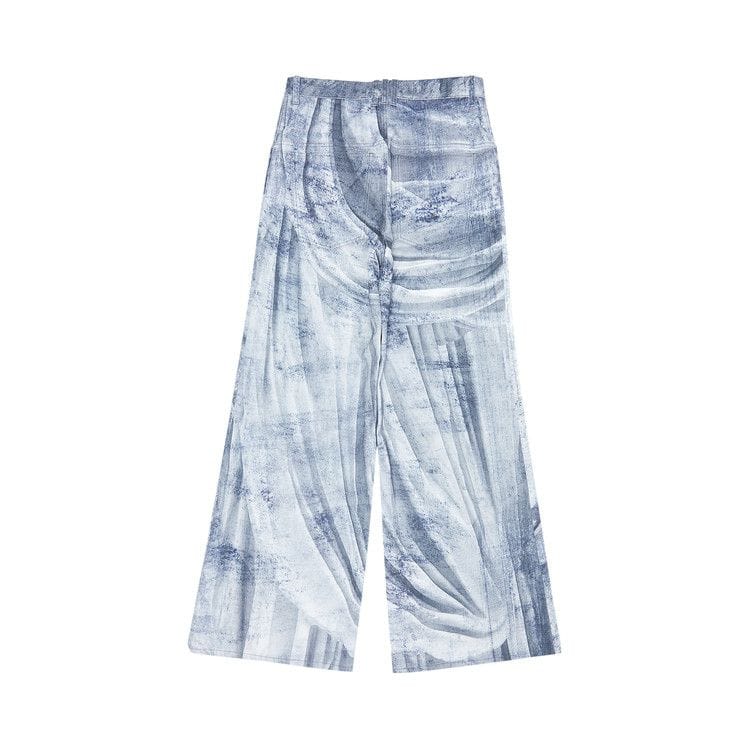 Balmain Statue Printed Loose Denim Pants Blue/Gris