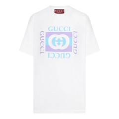 Cotton Jersey T-Shirt with Print in White