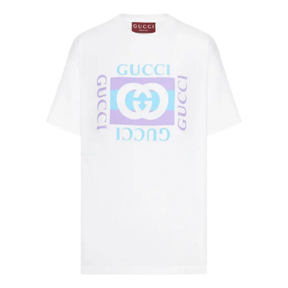 Cotton Jersey T-Shirt with Print in White