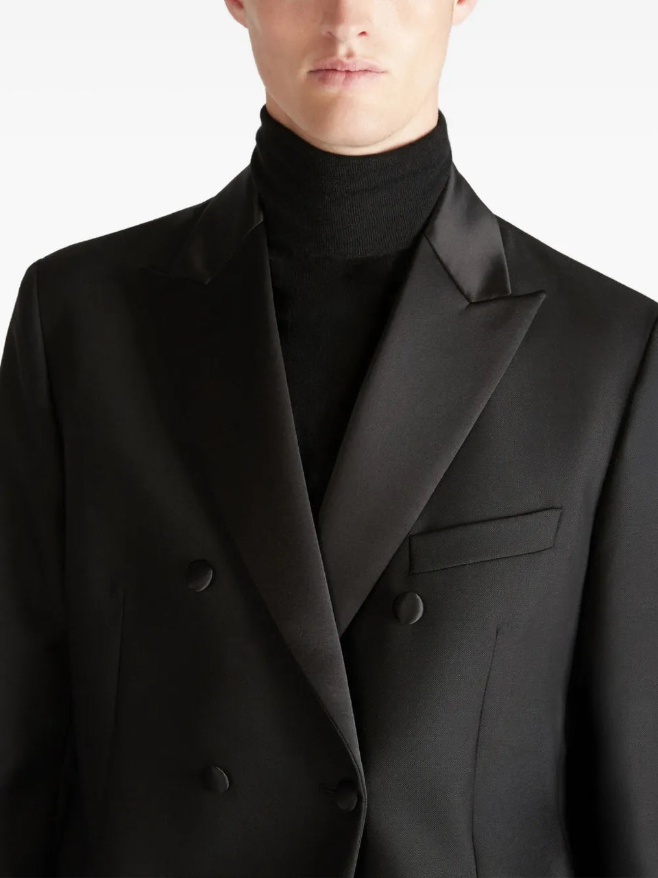 flap pocket wool double-breasted blazer
