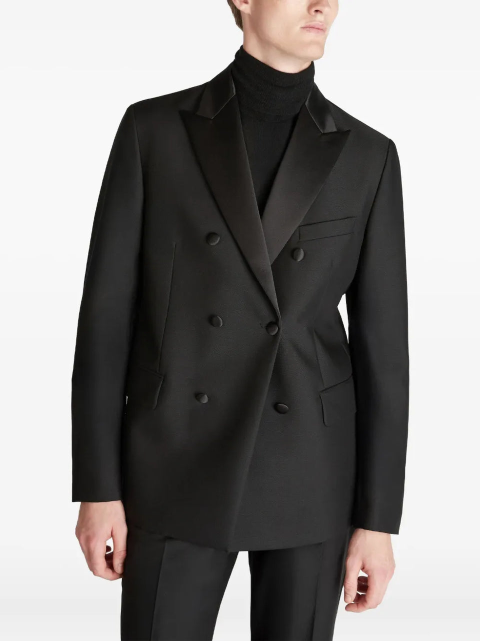 flap pocket wool double-breasted blazer