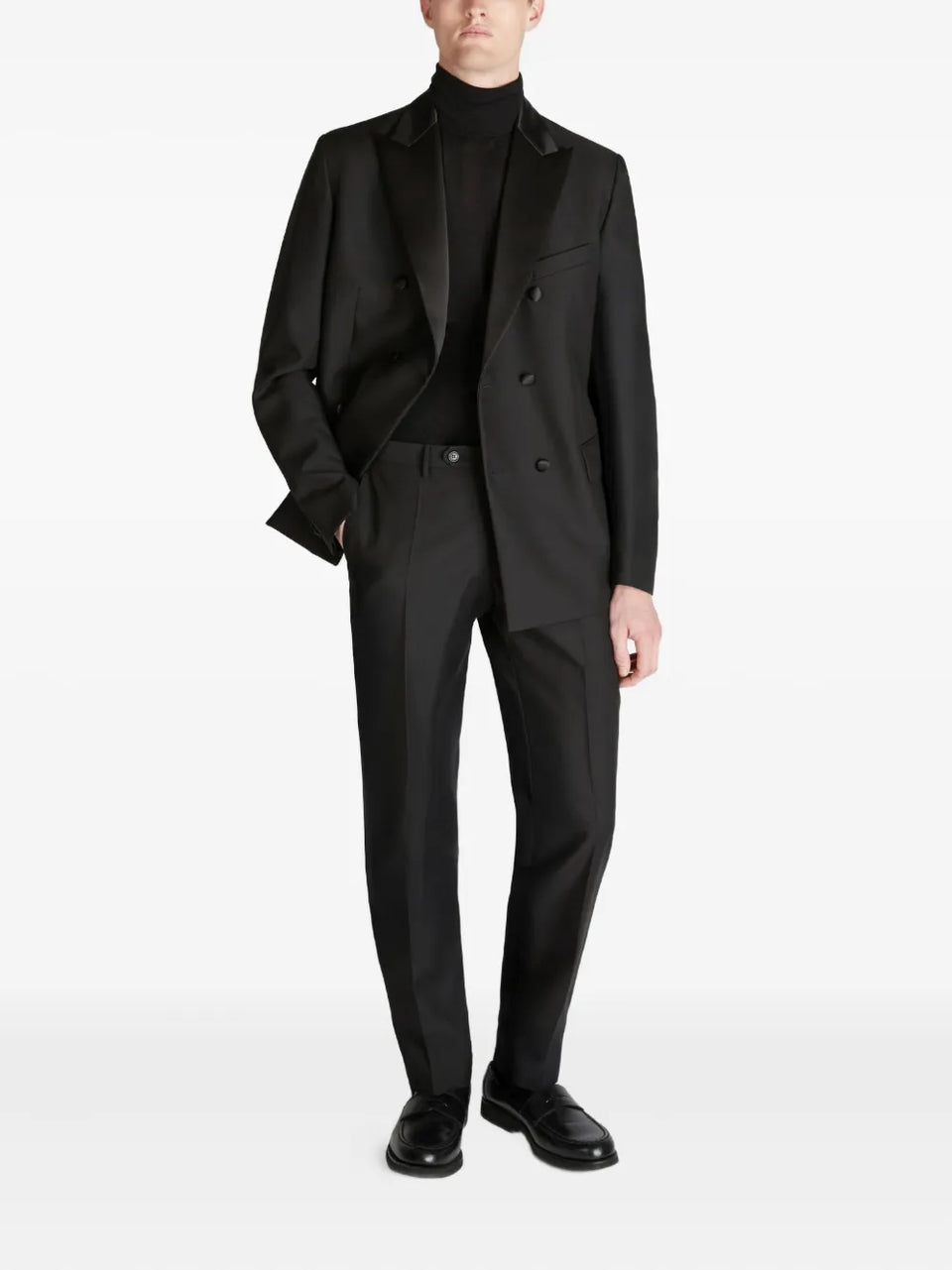 flap pocket wool double-breasted blazer