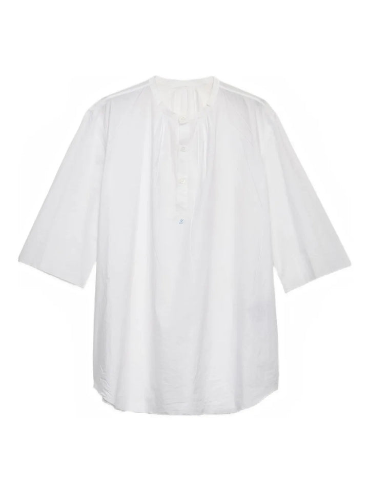 band-collar raw-cut shirt
