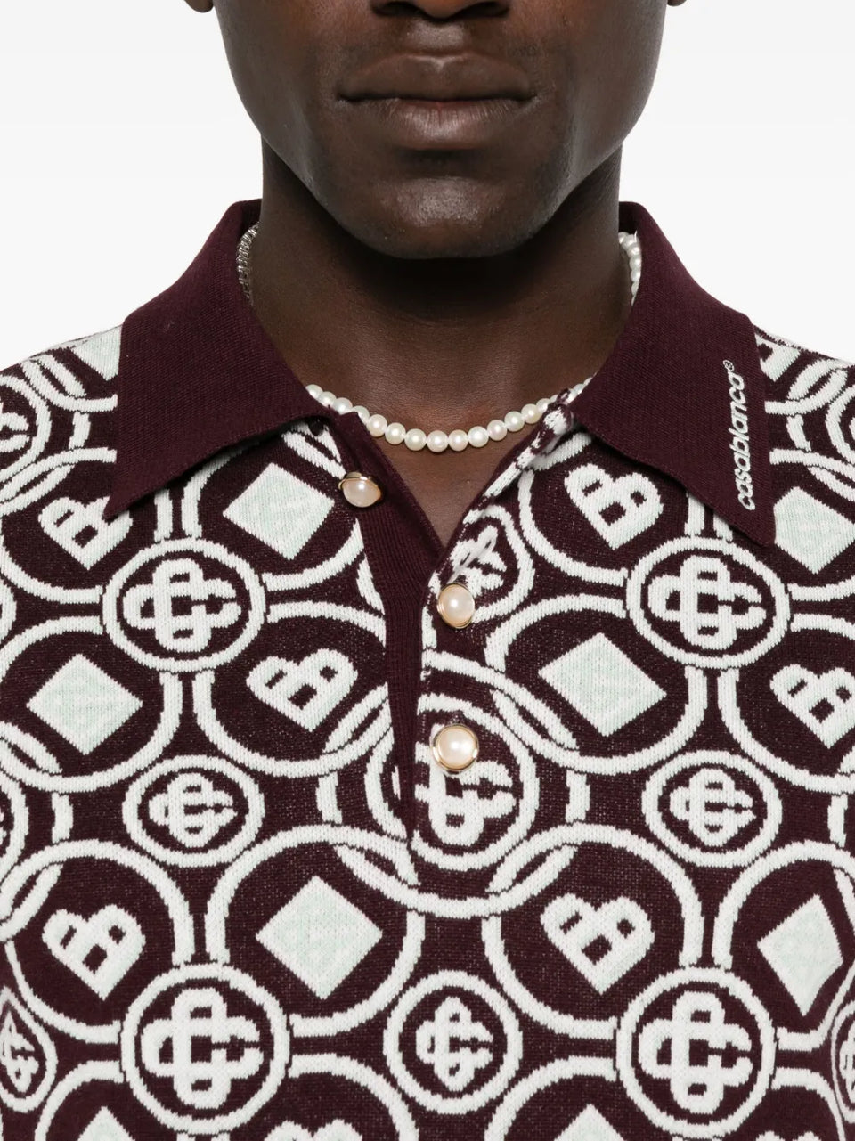 monogram pattern polo shirt