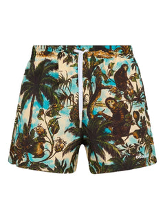 monkey-print swim shorts