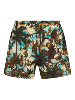 monkey-print swim shorts